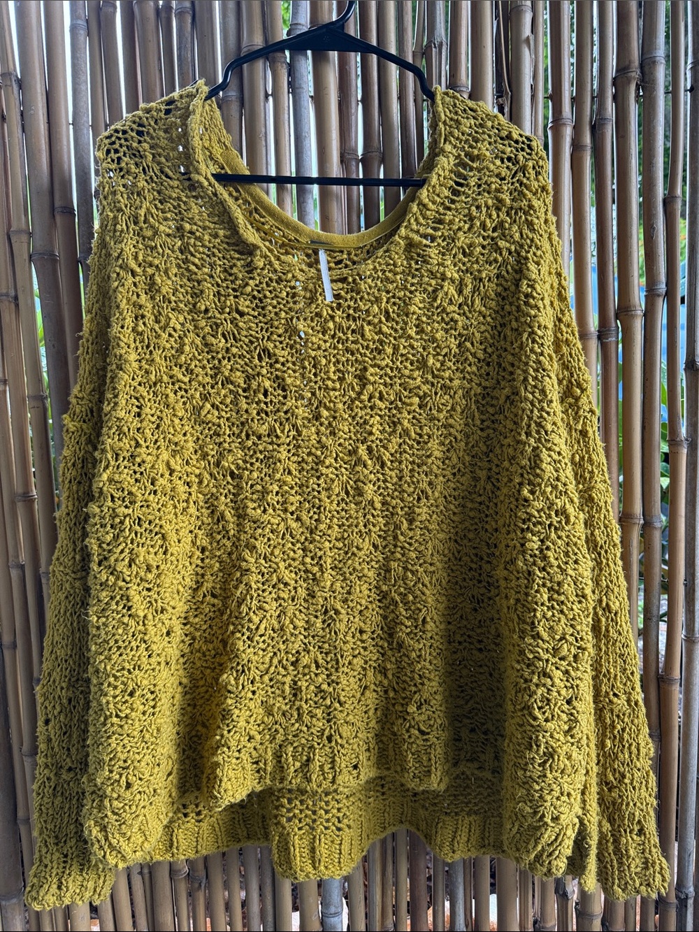 Free People Open-Knit Mustard Sweater